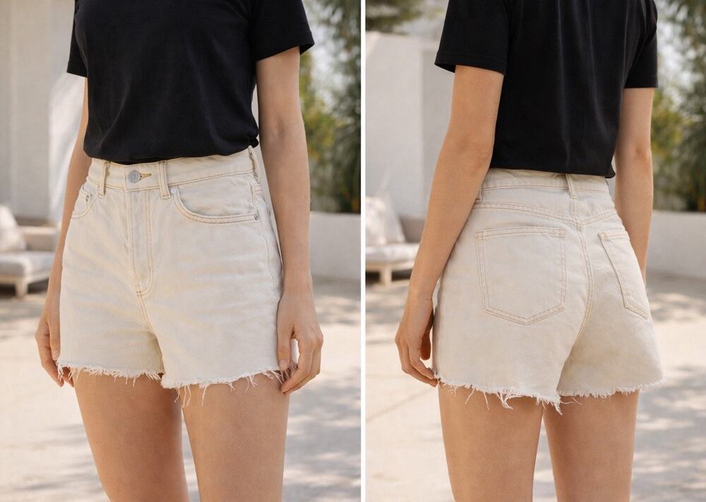 Zara Light Wash Denim Cutoff Shorts Womens Size 6 Off White Frayed Hem